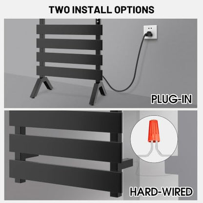 Poloma Freestanding Heated Towel Racks for Bathroom, Towel Warmer Rack, Towel Dryer, Matt Black. CSA Certified. | 2 IN 1 Freestanding & Wall Mounted, Electric Towel Dryer, Matt Black. CSA Certified. - size: WIDE BAR
