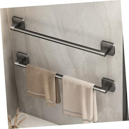 Ipetboom Self-Adhesive Bathroom Towel Bar Wall Mount Rack No Drilling Towel Hanging Rack Bathroom Storage Organizer Gray