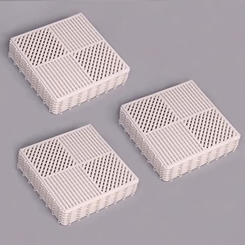 18 Pack Modular Interlocking Floor Tiles Anti-Slip with Drainage Holes for Pool Bathroom Shower Sauna Room SPA Pantry Balcony Patio Boat, 12"×12" White - color: White, size: 18 Pack (12"L x 12"W x 0.4"Th)