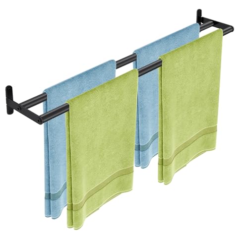 Double Towel Bar, 32 Inch Towel Racks for Bathroom, Stainless Steel Bathroom Towel Holder, Towel Rack Wall Mounted Towel Hanger Towel Rod, Matte Black - size: 32 Inch