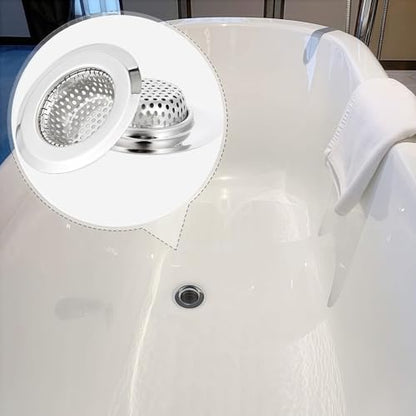 2 Pack Bathtub Drain Strainer, 2.75" Top / 1.75" Basket Stainless Steel Drain Hair Catcher, Perfect for Bathroom Sink Bathtub Vanity Sink Basin Shower Room Balcony Floor Drain (2)