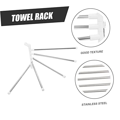 Tofficu Stainless Steel Rotating Wall Mounted Towel Rack with Bars Durable Bathroom Towel Holder for Quick Saving Organizer for Stylish Bathroom Storage