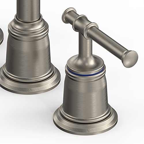 Classical 8 inch Bathroom Faucet, Bathroom faucets for Sink 3 Holes, Widespread Brushed Nickel Bathroom Faucet with Pop Up Drain and cUPC Lead-Free Hose (Brushed Nickel 2 Packs) - color: Brushed Nickel, size: 8 inch 2Pack