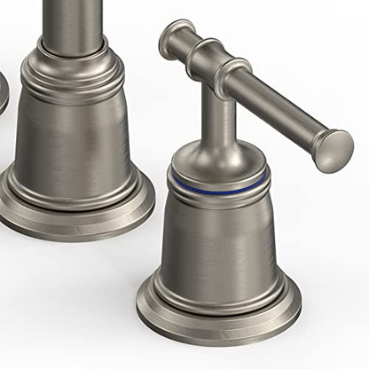 Classical 8 inch Bathroom Faucet, Bathroom faucets for Sink 3 Holes, Widespread Brushed Nickel Bathroom Faucet with Pop Up Drain and cUPC Lead-Free Hose (Brushed Nickel 2 Packs) - color: Brushed Nickel, size: 8 inch 2Pack