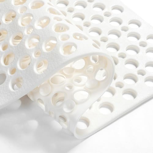 HITSLAM Bathtub Mat Non Slip, 28 x 15 Inch TPE Bath Mat for Tub, Efficient Drainage Bathroom Shower Mat with Suction Cups, Bath Tub Mat, Soft on Feet and Easy to Clean, White - color: White, size: 28" x 15" (Rectangular)
