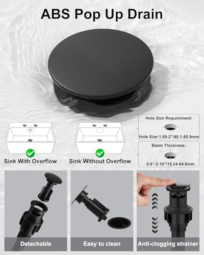 Matte Black Bathroom Faucet,4 Inch Centerset 2-Handle Waterfall | Includes Pop-Up Drain,24-Inch Supply Lines,Mounting Hardware,SUS304 Stainless Steel Construction,And A 360° Swivel Spout - color: Matte Black