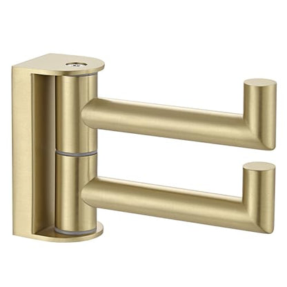 Angle Simple Towel Hook Brushed Gold, Swivel Coat Robe Hook for Bathroom | SUS304 Stainless Steel Hand Face Towel Holder, Rotatable and Foldable Space Saver, Screws Wall Mount - color: Brushed Gold, size: 1 Pack
