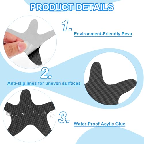 PATIKIL Bathtub Non Slip Stickers 3.86x3.86 Inch, 6 Pack Starfish Safety Shower Floor Anti Slip Stickers with Adhesive Decals Scraper for Bath Tub Shower Floor Stair, Black - color: Black