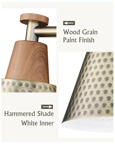 FEMILA 2 Light Bathroom Vanity Light Fixtures Over Mirror, Modern Brass Gold Bathroom Lighting Fixtures with Metal Shades, Woodgrain Finish, 4FG59B-2W BG-NW - color: Brass Gold & New Woodgrain, size: 15"