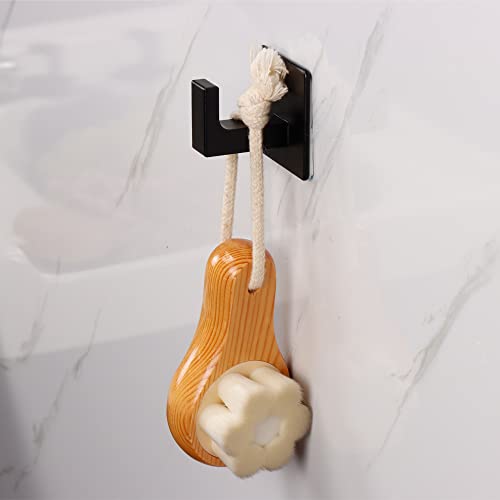 Bath Towel Hook,10 Pack Self Adhesive Square Coat Hooks, Sturdy No Drilling Robe Hook, Heavy Duty Aluminum Clothes Hanger, Wall Hooks for Bathroom Bedroom Kitchen (2 Inch,Black) - color: Black, size: 10 Pack