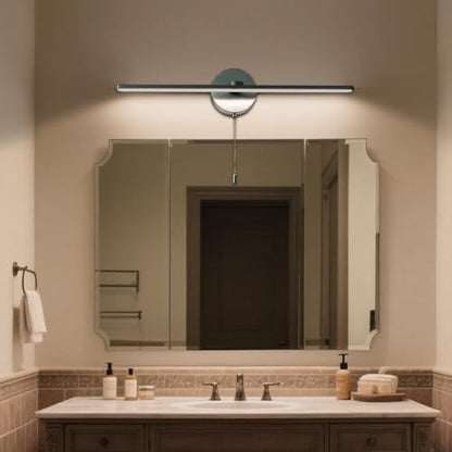 Vanity Light with On Off Switch,24 inch Brushed Aluminum LED Light Vanity Bar for Bathroom,Modern LED Wall Picture Lamps Sconces with Pull Chain Switch LED 3000-3500K (AM) - color: Brushed Aluminum