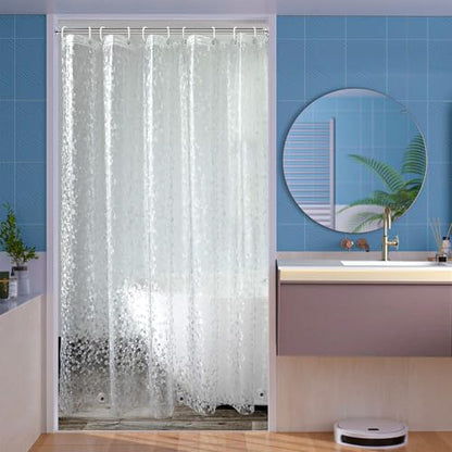48 inch Wide Shower Curtain Liner with Magnets on Bottom, Stall Size Premium 8G Cobble Pattern Non-Toxic Waterproof Easy Care and Eco-Family (48W x 72H) - color: Clear Pebble 8g, size: 48"W x 72"L (Pack of 1)