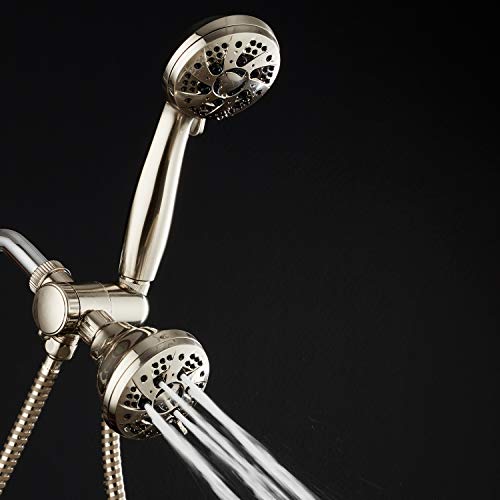 AquaDance Brushed Nickel High Pressure 3-way 48-setting Rain – Handheld Shower Head Combo – Angle Adjustable, Anti-Clog Jets, Tool-Free Installation - USA Standard Certified – Top U.S. Brand | Enjoy Two 6-Setting Rain & Hand Showerheads Separately or Toge