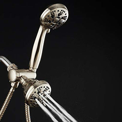 AquaDance Brushed Nickel High Pressure 3-way 48-setting Rain – Handheld Shower Head Combo – Angle Adjustable, Anti-Clog Jets, Tool-Free Installation - USA Standard Certified – Top U.S. Brand | Enjoy Two 6-Setting Rain & Hand Showerheads Separately or Toge