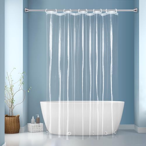 EurCross Small Extra Long Clear Shower Curtain Liner 60 inch Wide by 84 inches Length with 5 Magnet Weights,9G Premium PEVA See Through Small Plastic Shower Curtain 60x84 - color: Clear, size: 60"W x 84"L (Pack of 1)
