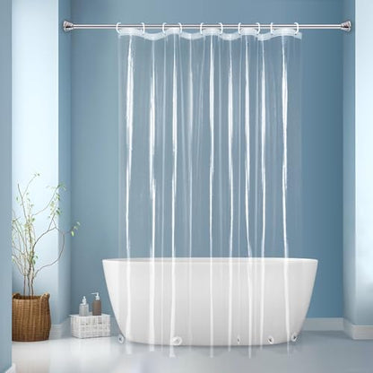 EurCross Small Extra Long Clear Shower Curtain Liner 60 inch Wide by 84 inches Length with 5 Magnet Weights,9G Premium PEVA See Through Small Plastic Shower Curtain 60x84 - color: Clear, size: 60"W x 84"L (Pack of 1)