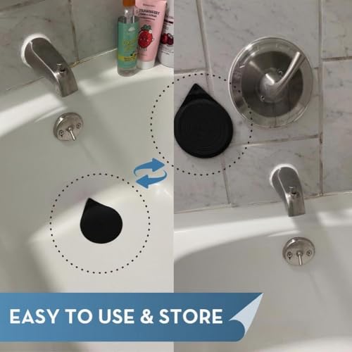 Drain Hair Catcher & Stopper Combo – Tub ShowerRing + StopRing Set for Bathtub & Sink | Stainless Steel Strainer + Silicone Drain Plug | Clog-Free, Universal Fit (Black, 2 Pack) - color: Black