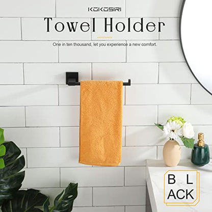 KOKOSIRI Towel Bar Matte Black Bathroom Towel Rack Holder Wall Mount Hand Towel Hanger for Bathroom Organization, Heavy Duty Stainless Steel B3006BK - color: Matte Black