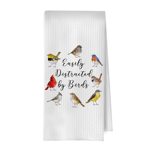 Bird Watching Kitchen Towels - Funny Birdwatching Gifts Decorative Waffle Dish Towels, Bird Lover Gifts Hand Towel, Birds Tea Towel, 16x24 Inch - color: Birdwatching-04