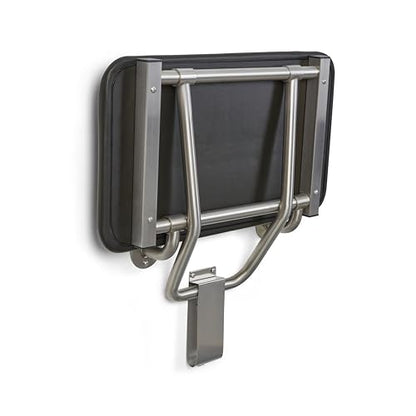 Seachrome 22" x 15" Black Padded Cushion Folding Wall Mount Bench Shower Seat, ADA Compliant - color: Black, size: 22 in