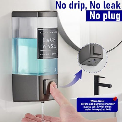 Pollock Shampoo and Conditioner Dispenser 1 Chamber * 500ML | Shower Soap Dispenser Wall Mounted, Body Wash Dispenser No Drill, Refillable Shower Dispenser for Bathroom - color: Blk-zt-53-gun1
