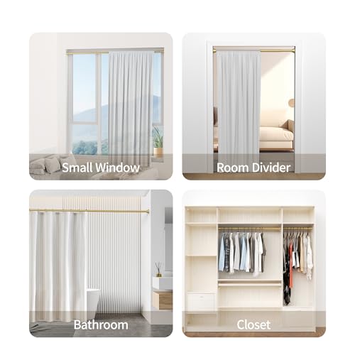 Mcrbeay Shower Curtain Rod, 1" Diameter Heavy Duty Tension Shower Rod, Non Slip Adjustable 28-102 inch No Drilling Shower Curtain Rods Spring Tension For Bathroom, Shower Stall, No Rust, Chrome Gold - color: Gold, size: 28-102 Inches