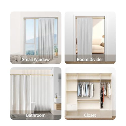 Mcrbeay Shower Curtain Rod, 1" Diameter Heavy Duty Tension Shower Rod, Non Slip Adjustable 28-102 inch No Drilling Shower Curtain Rods Spring Tension For Bathroom, Shower Stall, No Rust, Chrome Gold - color: Gold, size: 28-102 Inches
