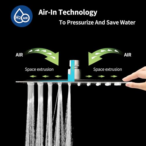 Rain Shower Head 10'' High Pressure Square Rainfall Shower Head Stainless Steel Ultra Thin Waterfall Bathroom Showerhead Body Covering Ceiling Mounted (Brushed nickel)