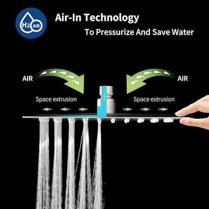 Rain Shower Head 10'' High Pressure Square Rainfall Shower Head Stainless Steel Ultra Thin Waterfall Bathroom Showerhead Body Covering Ceiling Mounted (Brushed nickel)