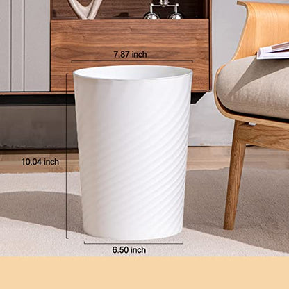Bathroom Trash Can 1.8 Gallon Small Waste Basket Garbage Can for Dorm Kitchen Toilet Office Bedroom, 2 Pack White - color: White