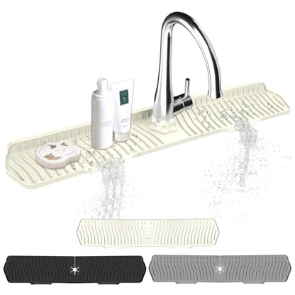 Kitchen Sink Splash Guard Gen2-30" x 6'' Silicone Sink Mat Splash Guard fit for Countertop, Bathroom,Farmhouse,RV by EBIGIC (off white) - color: off-white 30in, size: 30”x 6.0”