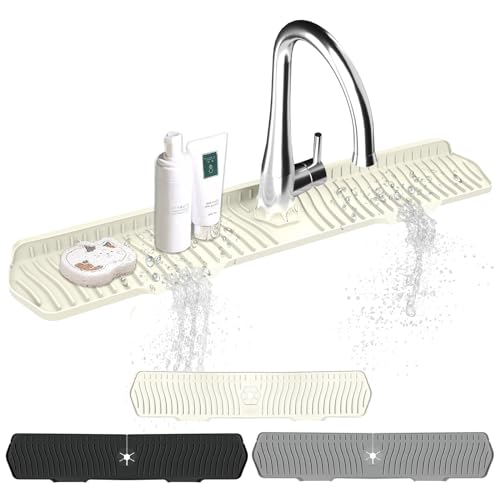 Kitchen Sink Splash Guard Gen2-30" x 6'' Silicone Sink Mat Splash Guard fit for Countertop, Bathroom,Farmhouse,RV by EBIGIC (off white) - color: off-white 30in, size: 30”x 6.0”