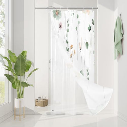 Long 3 in 1 Shower Curtain Set, 54x78 | Long 3 in 1 Shower Curtain Set, PEVA Liner Set & 12 Double Sided Steel Hooks, Waterproof Fabric Bathroom Curtain 54x78 - color: Sage Green, size: 54"W x 78"L (Pack of 1)