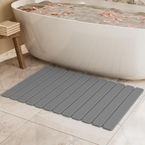 Large Stone Bath Mat 31.5 x 19.7in, Diatomaceous Earth Mat for Bathroom | Quick Dry, Super Absorbent, Non Slip, Dish Drying Mat for Kitchen Counter, Dark Gray - color: Dark Gray, size: 31.5" x 19.7" (Rectangular)