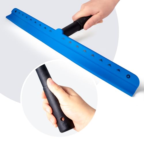 FOSHIO 15 inch Blue Windshield Squeegees, All-Purpose Streak-Free Silicone Squeegee for Window, Bathroom, Glass Shower Doors, Mirror, Car Window