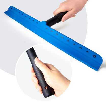 FOSHIO 15 inch Blue Windshield Squeegees, All-Purpose Streak-Free Silicone Squeegee for Window, Bathroom, Glass Shower Doors, Mirror, Car Window
