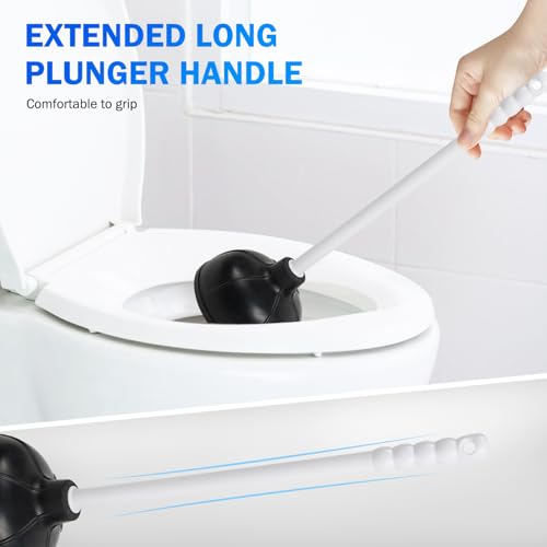 KOOMADE Force Suction Cup Rubber Toilet Plunger with PP Handle, Toilet Bowl Plunger Heavy Duty Pump Clogged Solution for Bathroom Stores Restaurants Strong Sink to Fix Clogged Toilets Drains Sinks (2)