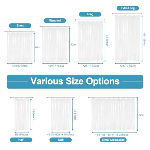 EurCross Narrow Wide 54 by 78 inch Long Shower Curtain Liner with 5 Magnets | 135 g/m² Heavy Duty PEVA, PVC-free, See through and Soft Flexibility Clear Curtain Liner for Shower Stall - color: Clear, size: 54"W x 78"L (Pack of 1)