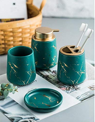 3 Piece Painted Ceramics Bathroom Accessories Set Durable Matte Black | Includes Lotion Dispenser, Toothbrush Holder, Soap Dish, Creative Design, Perfect For Home Gift - color: Matte Black（four Piece）