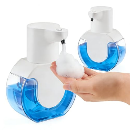 2Pack Automatic Soap Dispenser Touchless, Rechargeable Foaming Soap Dispenser,15oz/420ml Smart Hand Soap Dispensers,4-Level Adjustable,Wall Mount for Bathroom Kitchen Dish Soap(White, Foam) - color: 2 Pack-white 02, style: Foam