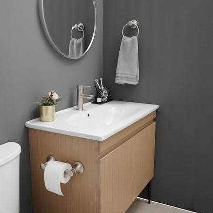 RUMOSE Pivoting Toilet Paper Holder and Hand Towel Ring, Brushed Nickel | Wall Mount, Bathroom Hardware Accessories 2 PCS Set, Toilet Tissue Roll Holder & Towel Hanger, Rustproof, Stainless Steel - color: Brushed Nickel