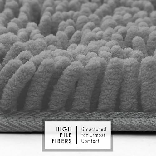Hearth & Harbor Bathroom Rugs, Chenille Bath Mat - Machine Washable Bath Mats for Bathroom Non-Slip Backing Rubber, Quick Dry Bathroom Mat, 26 x 44 - Frost Grey - color: Frost Grey, style: 26 x 44