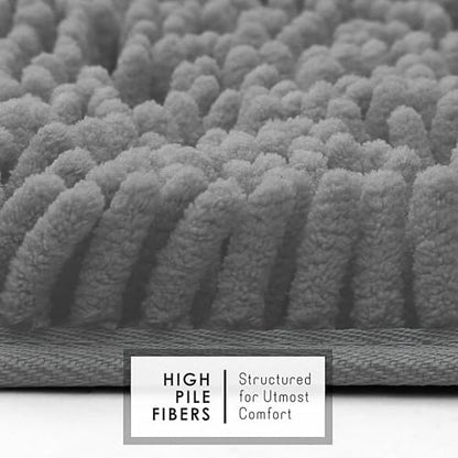 Hearth & Harbor Bathroom Rugs, Chenille Bath Mat - Machine Washable Bath Mats for Bathroom Non-Slip Backing Rubber, Quick Dry Bathroom Mat, 24 x 36 - Frost Grey - color: Frost Grey, style: 24 x 36