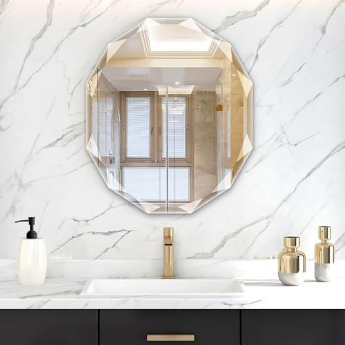 Bathroom Mirrors for Over Sink, Round Frameless Mirrors for Wall, 23.5x27.5 Inch Beveled Bathroom Mirror, Bathroom Vanity Circle Mirror for Bedroom Living Room Entryway Home Decor - color: Round, size: 27.5"L x 23.5"W