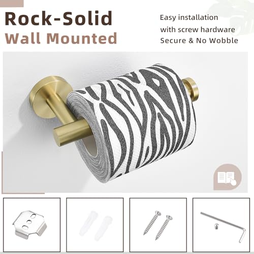 Toilet Paper Holder, Brushed Gold, 304 Stainless Steel | Right-Open Arm, Easy Roll Replacement, Raised End Guard, Fits Regular, Large & Mega Rolls, Small Bathroom & Half Bath Use - color: Brushed Gold