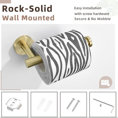 Toilet Paper Holder, Brushed Gold, 304 Stainless Steel | Right-Open Arm, Easy Roll Replacement, Raised End Guard, Fits Regular, Large & Mega Rolls, Small Bathroom & Half Bath Use - color: Brushed Gold