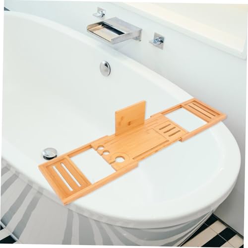 Cabilock Bathtub Tray Board Expandable Design Bath Tub Table for Bathroom Bamboo Spa Tray