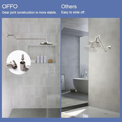 OFFO Shower Head Extension Arm, 16 in Shower Extension Arm with Locking Nut, Adjustable Shower Arm Extender, G1/2 Connector for Fixed Shower Head & Handheld Showerhead, Brushed Nickel - color: Brushed Nickel, style: 16 in