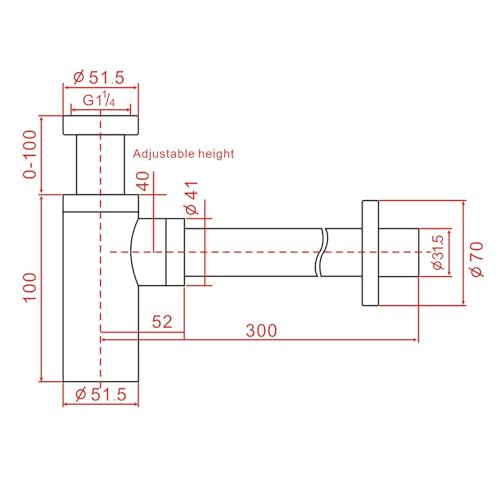 Bathroom Brass Contemporary Round Bottle P Trap 1-1/4, Lavatory Adjustable Basin Sink Waste Drain P-Trap Kit, General US Standard, Brushed Nickel SW-83888BN. - color: T02-brushed Nickel