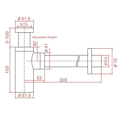 Bathroom Brass Contemporary Round Bottle P Trap 1-1/4, Lavatory Adjustable Basin Sink Waste Drain P-Trap Kit, General US Standard, Brushed Nickel SW-83888BN. - color: T02-brushed Nickel